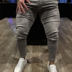 CALÇA ESQUILO JEANS JJ CINZA RISCA DESTONADA