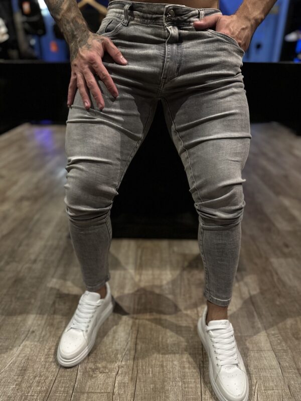 CALÇA ESQUILO JEANS JJ CINZA RISCA DESTONADA