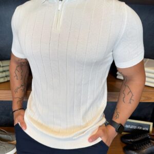 POLO TRICOT DUBAI BEGE C/ ZÍPER GOLA