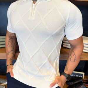 POLO TRICOT DUBAI OFF WHITE C/ ZÍPER GOLA