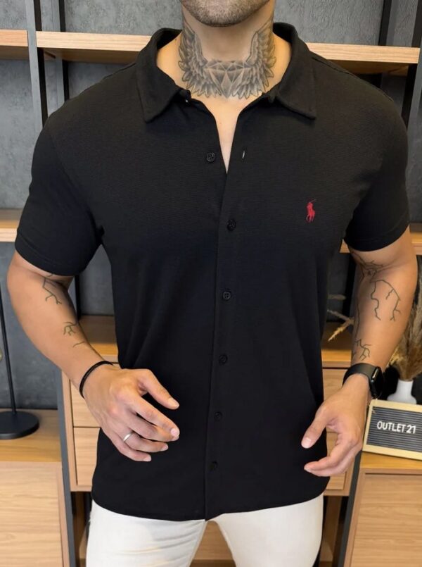 CAMISA POLO RALPH. MANGA CURTA PRETA LOGO VERMELHO - Imagem 2